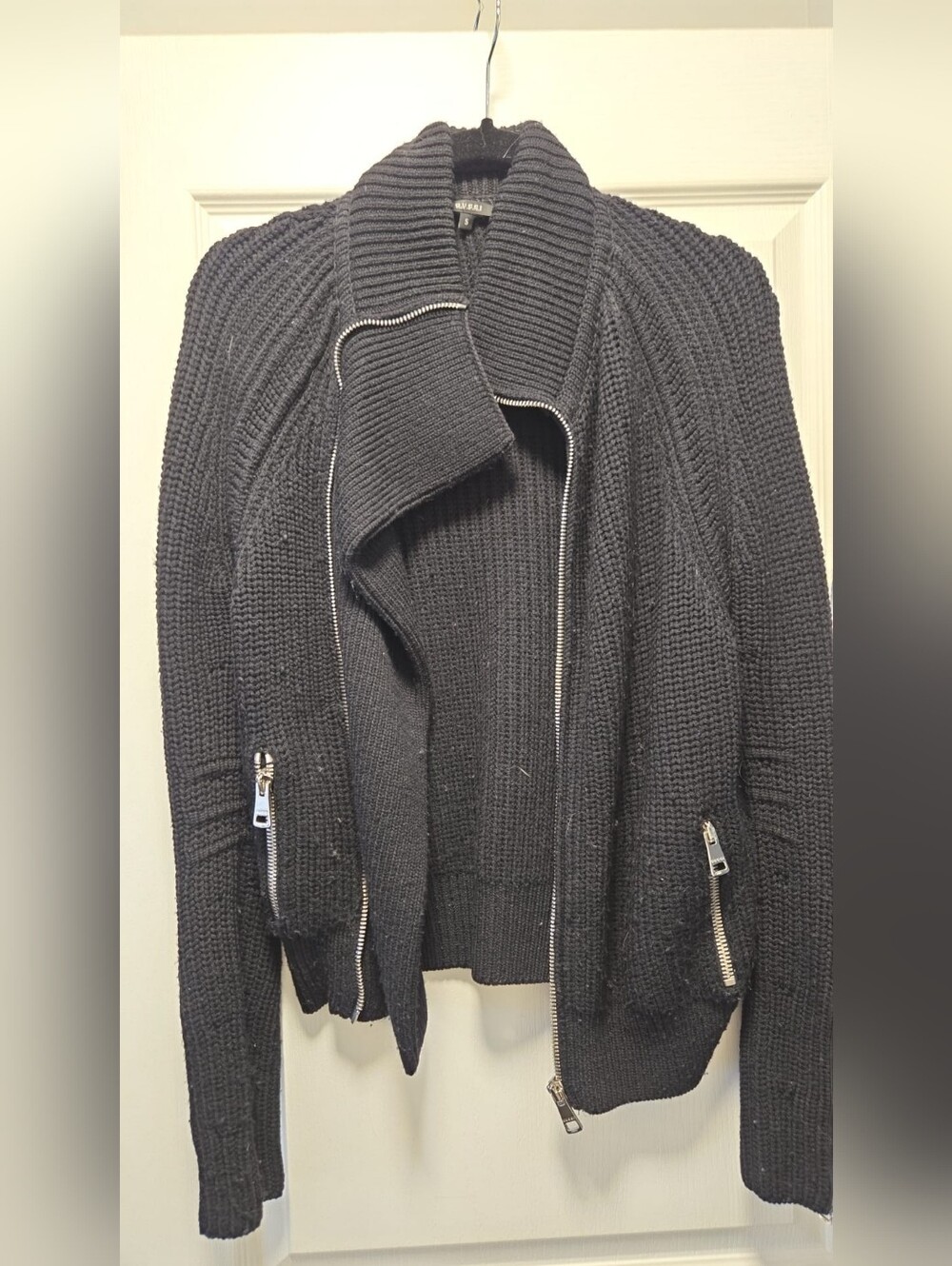 Gucci Black Chunky Knit Zip-Front Cardigan